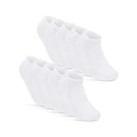 lot de 10 paires chaussettes basses homme femme socquette respirant avec maille coton noir blanc gris 16510 (39-42 blanc)
