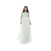 maya deluxe taupe blush embellished long sleeve maxi dress robe de demoiselle d'honneur femme ,hôte lumineux. , 44