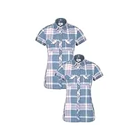 mountain warehouse chemise holiday pour femmes - coton, haut à manches courtes pour femmes, chemisier décontracté, léger et respirant - pour les voyages, la marche bleu 42