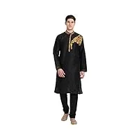 skavij pyjama kurta - robe de fête ethnique indienne - costume pour homme noir_m