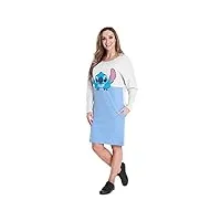 disney robe sweat femme - robe pull stitch - sweat oversize à capuche (l, gris/bleu)