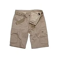 rock-it apparel bermuda pour hommes avec ceinture bermuda vintage avec 6 poches à fermer pantalon court d'été pour hommes - tailles s-5xl - kaki xl