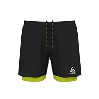 odlo men's zeroweight 5 inch 2-in-1 running shorts, black - evening primrose, s