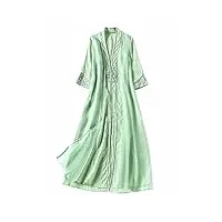 hangerfeng everyday dress 2375 robe longue en organdi en soie avec broderie chinoise - vert - l/xl