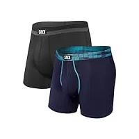 saxx underwear sous-vêtement sport boxer homme – sous-vêtement boxer sport mesh homme avec support pouch intégré - pack de 2, bleu marine digi dna/noir, l