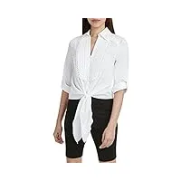 bcbgmaxazria long sleeve top with front tie chemise, blanc cassé, xxs femme