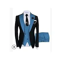 ddsp hommes costumes mens slim fit cuissons entreprise groom black tuxedos for formal mariage costumes jacket pant vest 3 pièces sleeveless (color : black and blue, size : xxl.)