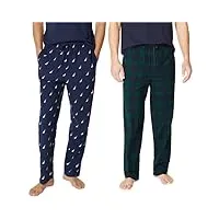 nautica lot de 2 pantalons de pyjama en polaire douce pour homme, bleu marine, x-large