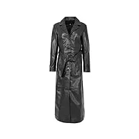 manteau long long en cuir véritable pour femme style trench gabbie noir - noir - 46
