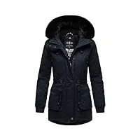 navahoo olessaa veste d'hiver d'hiver pour femme en coton avec fourrure synthétique amovible olessaa xs-3xl, bleu marine, m