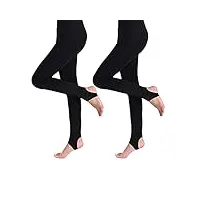 blostirno collants thermiques doublés en polaire pour femme - leggings opaques pour l'hiver - pantalon épais et chaud, lot de 2 étriers noirs, x-large