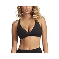 seafolly women's standard dd cup double wrap front bra bikini top swimsuit, eco collective black, 4