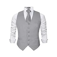 alizeal gilet de costume pour hommes de couleur classique, coupe normale, gris clair, s