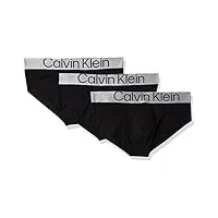 calvin klein slip homme lot de 3 sous-vêtement coton stretch, noir (black), s