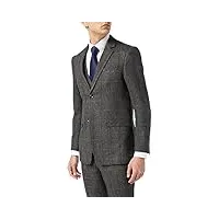 3 pièces pour hommes costume gris tweed chevrons chèque vintage aménagée [suit-x3309-3-grey-52eu]