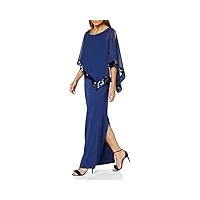 gina bacconi women's sequin trim cape maxi dress robe de cocktail, bleu marine, 36 femme
