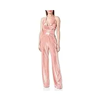 love moschino long pants jumpsuit in silver coated stretch jersey salopette, pêche, 44 femme