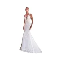 snow lotus robe de mariée élégante en dentelle avec dos nu - style bohémien, blanc, 44