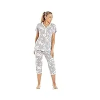 camille femme léger floral capri pyjama set 46-48 grey