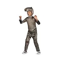 t-rex costume for kids, official adaptive jurassic park costume jumpsuit, child size large (10-12)