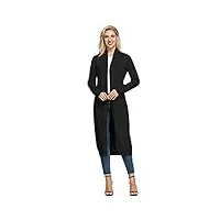 grace karin cardigan femme long classique vintage pull manches longues manteau slim fit elegante automne hiver poches cle02380-1 noir pur 2xl
