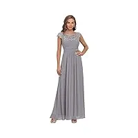 ever-pretty robe de soirée longue femme dentelle taille empire grande taille fluide Élégante gris 52