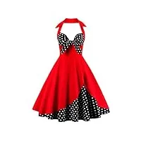 iwemek femmes vintage retro robe trapèze rockabilly à fleurs années 1950 50 60 audrey hepburn style dos nu encolure coeur robe de cocktail soirée fête l'été casual habillée robes rouge+noir l