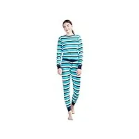 hatley organic cotton pyjama set ensemble de pijama, rayures bleu océan, s femme
