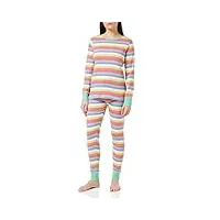 hatley pyjama en coton bio ensemble de pijama, motif rayé multicolore, xl femme