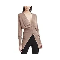 bcbgmaxazria relaxed ribbed cardigan with buttons sweater, camel, l femme