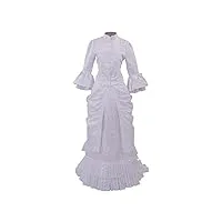 pgy robe blanche médiévale dress rococo victorienne robe de bal élégante pour halloween soirée de marié xs