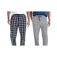nautica lot de 2 pantalons de pyjama en polaire douce pour homme, plaid noir/carreaux gris et blanc, small