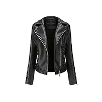 luohaibell veste en cuir blazer pour femme simili cuir biker manteau femme grande taille croix sangle mode zippé biker blouson noir xl