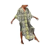bsubseach caftan femme robe plage manches longues imprimé serpent kaftan maxi ete djellaba tunique bohème pareos boubou africain