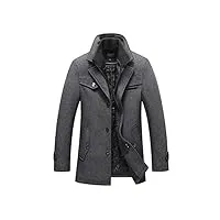 ftcayanz manteau homme laine slim trench business décontracté parka chaud chic duffle-coat style2-gris l
