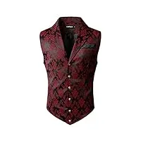 vatpave gilet de costume victorien steampunk gothique pour homme, noir/rouge, medium