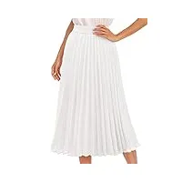 dresstells jupe plissée femme longue taille élastique jupe mi-longue pour femme white xl