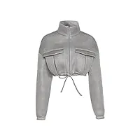 zying hiver femmes bubble puffer veste chaude cordon Épais streetwear manteaux courts (color : gray, size : l code)