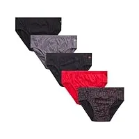 reebok sous-v tements pour homme - taille basse avec poche de contour (lot de 5), noir/rouge/gris/imprim , large