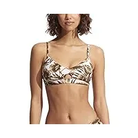seafolly women's active hybrid bralette bikini top swimsuit with center keyhole detail, island in the sun ecru, 2