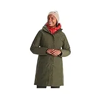 marmot wm's chelsea coat, manteau d'hiver à capuche imperméable et isolé, parka en duvet chaude et coupe-vent, doudoune respirante, nori, l femme