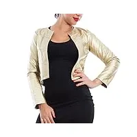 toocool veste courte pour femme en cuir synthétique boléro sans fermeture veste vi-2601, or, taille unique