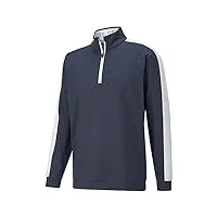 puma new cloudspun t7 1/4 zip navy blazer / bright white golf pull pour homme (xl)