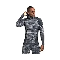 odlo bl top with facemask l/s blackcomb eco tricot, black-space dye, s homme