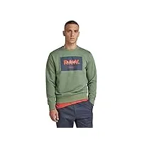 g-star raw originals logo sweater pull-over, bleu (iceberg green a613-c959), s homme