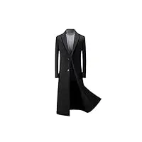 manteau d'hiver long pour homme en laine épaisse et chaude, noir , xxxl
