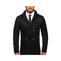bolf homme manteau trench-coat double rangée elegant col montant haut col a revers impermeable veste longue avec ceinture outdoor style 79b3 noir xl [4d4]
