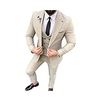 ddsp hommes costumes 3 pièces slim fit casual groomsmen armée vert champagne verse business tuxedos for mariage formel (color : beige, size : m)