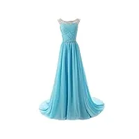 yhfshop robes de soirée femme grande taille,robe de soirée à la mode à double épaule longue perlée-bleu ciel-50e,robe de soirée bal
