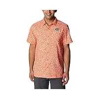 columbia collegiate super slack tide t-shirt chemise de randonnée, fla-spark orange gameday print, xl homme